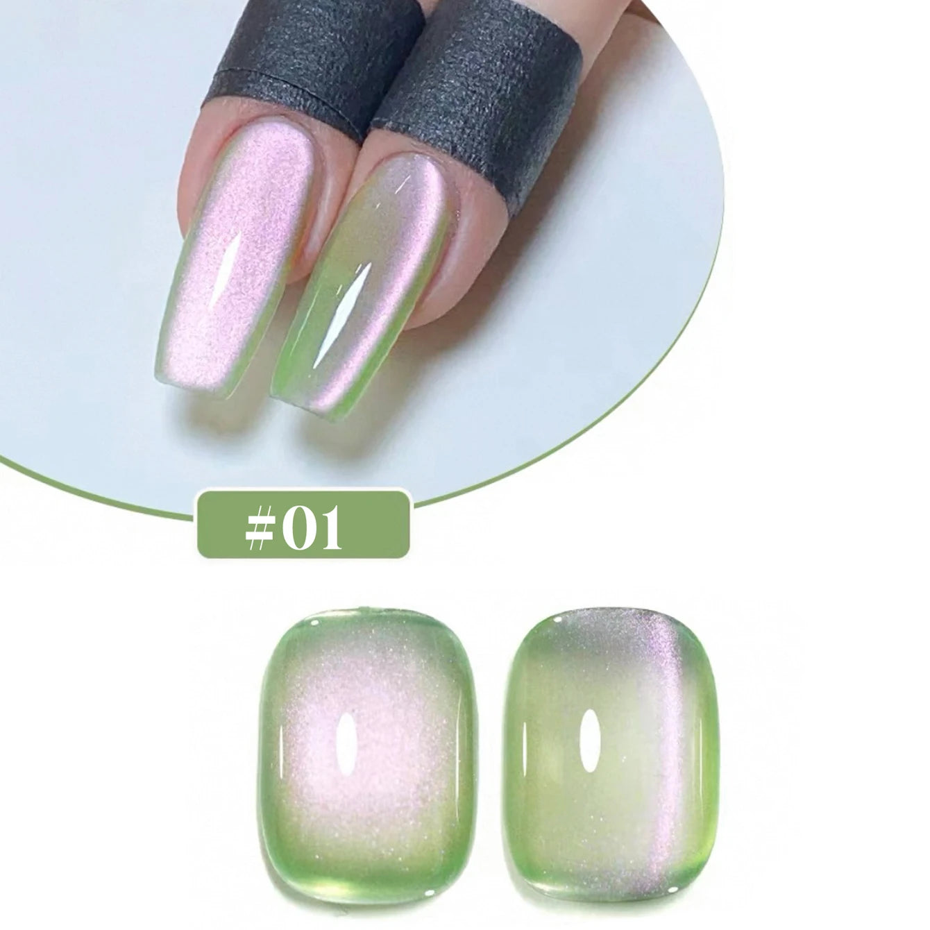 Cat Eye Gel Polish w/Glass Beads & Crystal, 5 DIY Nail Supplies Kit for Pro Nails Manicure