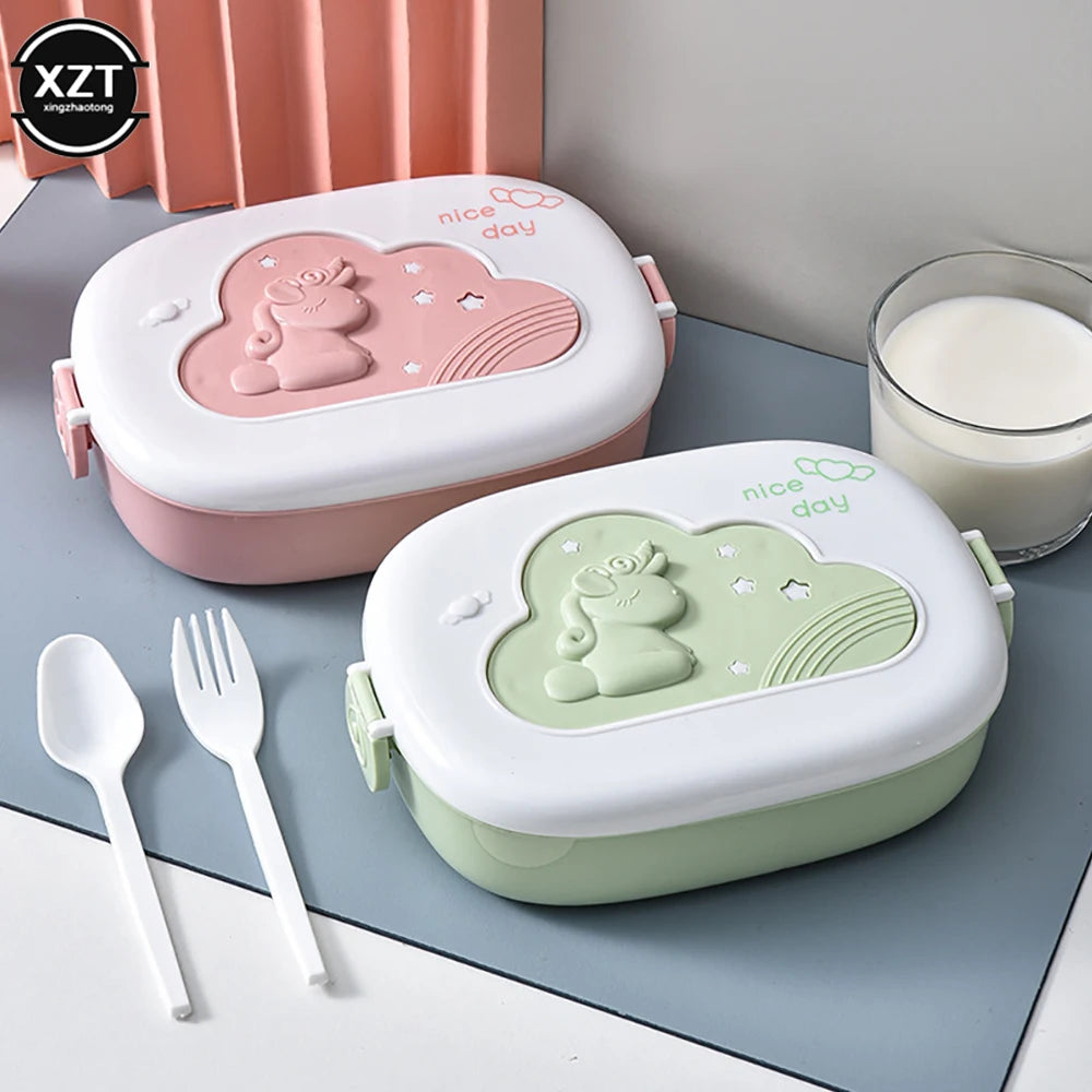 Portable Cute Lunch Box for Kids with Compartments Microwaveable