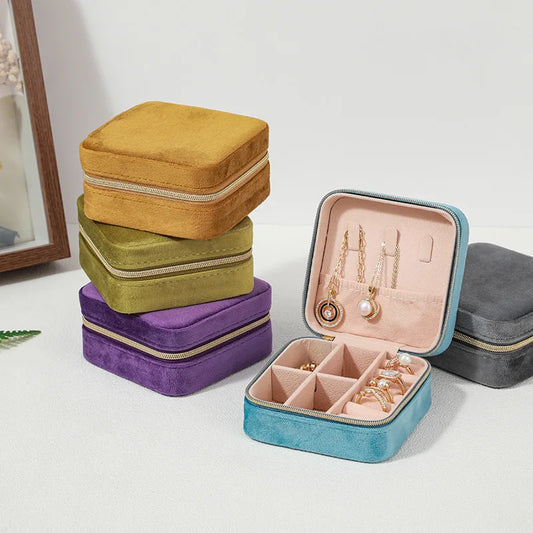 Velvet Jewelry Box Organizer Holder Travel Portable
