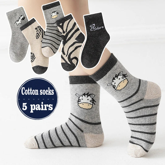 Comfortable, Warm, High Quality Kid's Socks Medium Length - 5 Pairs