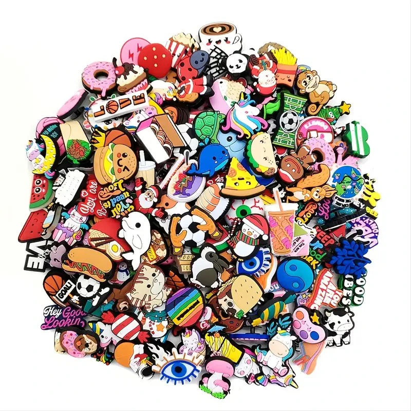 Cartoon Shoe Charms for Clogs Bubble Slides Sandals - 6/30/60/100/200 Pcs