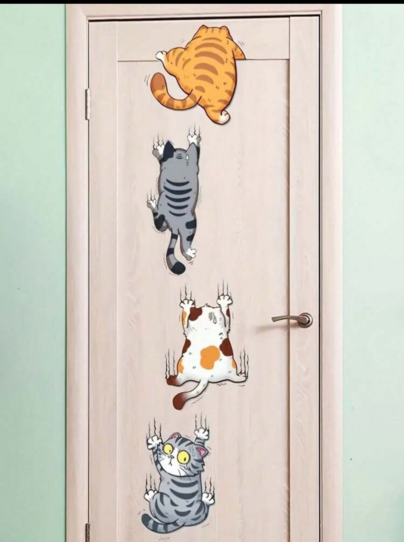 Cute Cartoon Cat Wall Self-Adhesive Sticker (Waterproof & Reusable) - 1 Set