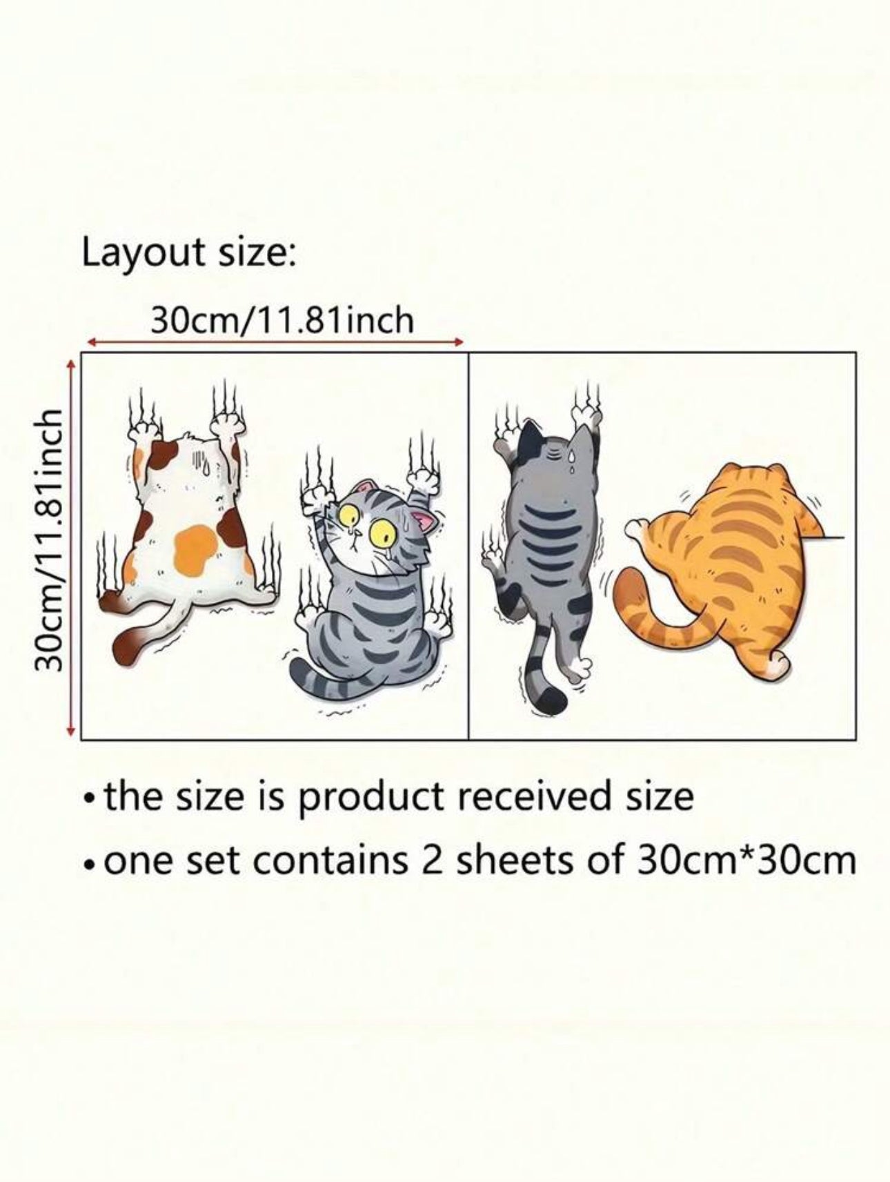 Cute Cartoon Cat Wall Self-Adhesive Sticker (Waterproof & Reusable) - 1 Set