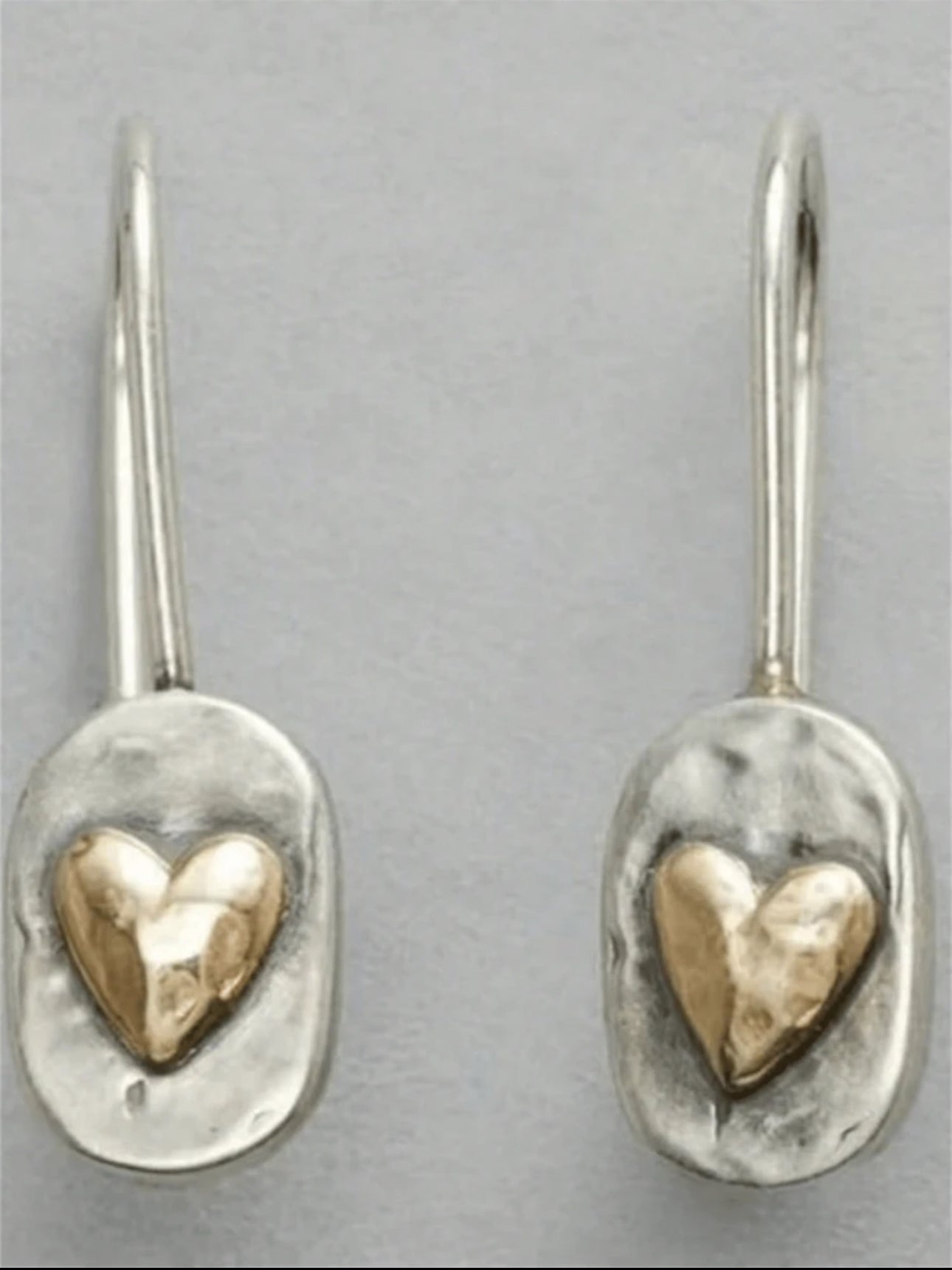Vintage Boho-Style Geometric Hammered Texture, Love Hook Earrings