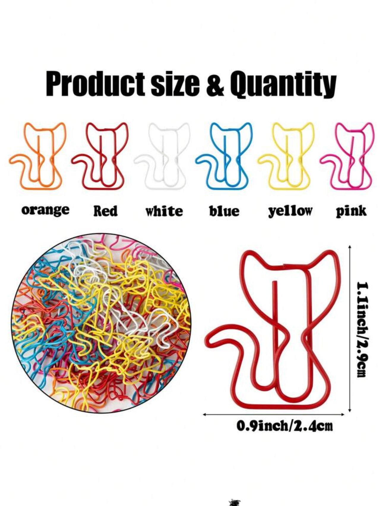 Cat-Shaped Paper Clips - 40 pcs/pack