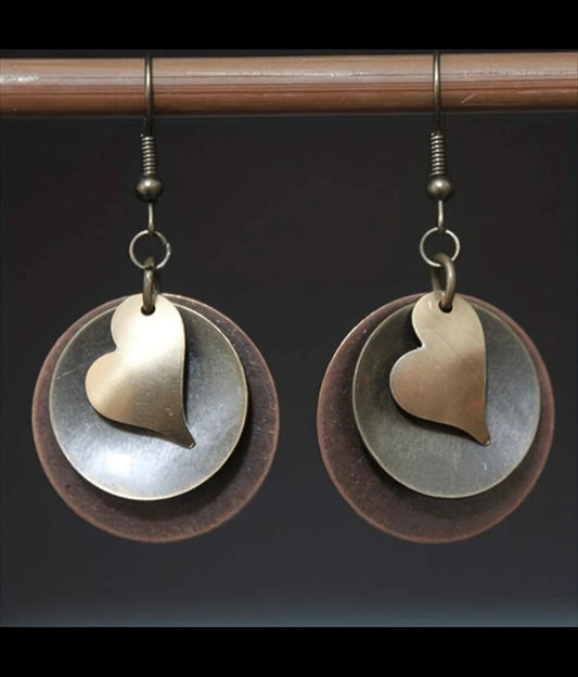 Bohemian Style Multi-Layer Heart Pendant Earrings