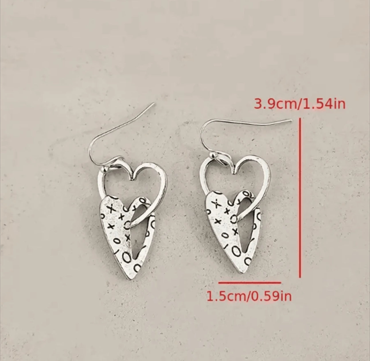 Vintage Fashion Hollow Double Heart Pendant Earrings