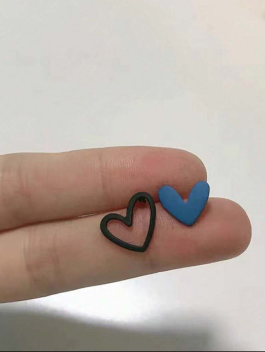 Heart Decor Mismatched Stud Earrings