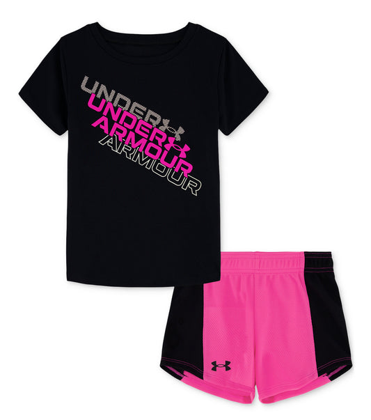 Under Armour Toddler and Little Girls T-shirt and Mesh Shorts, 2 Piece Set