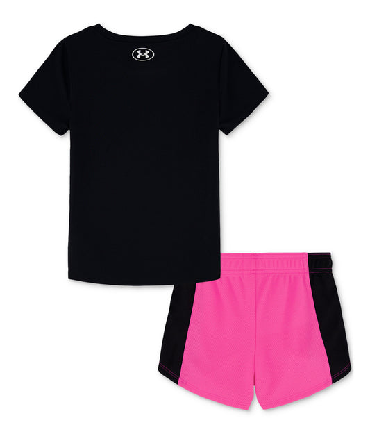 Under Armour Toddler and Little Girls T-shirt and Mesh Shorts, 2 Piece Set