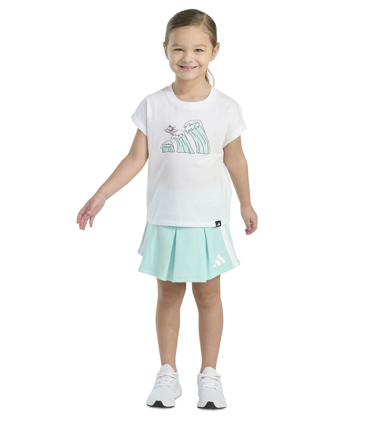Adidas Toddler and Little Girls 2-Piece Graphic Sleeveless Box T-Shirt and French Terry Skort Set