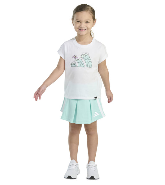 Adidas Toddler and Little Girls 2-Piece Graphic Sleeveless Box T-Shirt and French Terry Skort Set