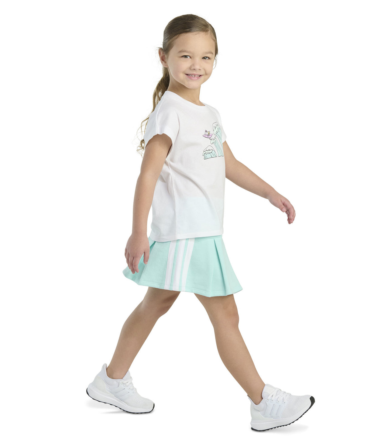 Adidas Toddler and Little Girls 2-Piece Graphic Sleeveless Box T-Shirt and French Terry Skort Set