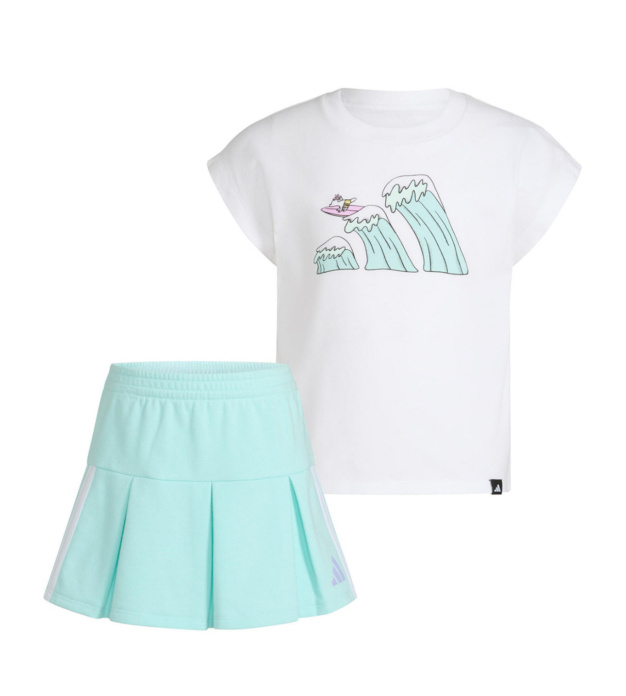 Adidas Toddler and Little Girls 2-Piece Graphic Sleeveless Box T-Shirt and French Terry Skort Set
