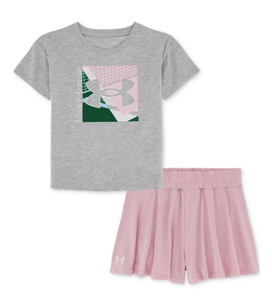 Under Armour Toddler and Little Girls T-shirt and Flare Layered-Look Shorts, 2-Piece Set
