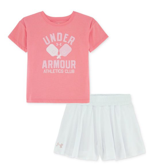 Under Armour Toddler and Little Girls T-shirt and Flare Layered-Look Shorts, 2-Piece Set