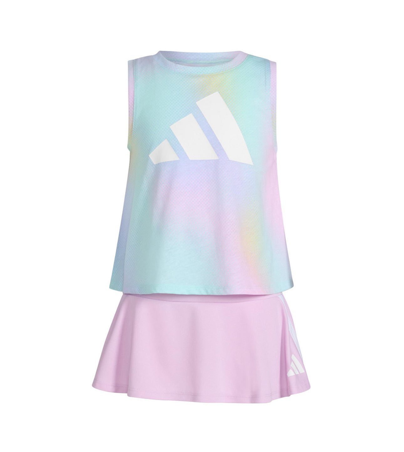 Adidas Toddler and Little Girls 2-Piece Printed Tank and 3-Stripe Skort Set