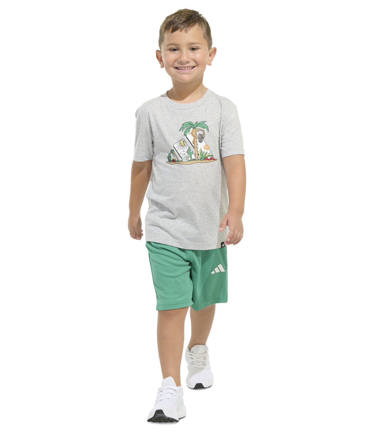 Adidas Toddler and Little Boys Graphic T-Shirt and Stripe Shorts, 2-Piece Set