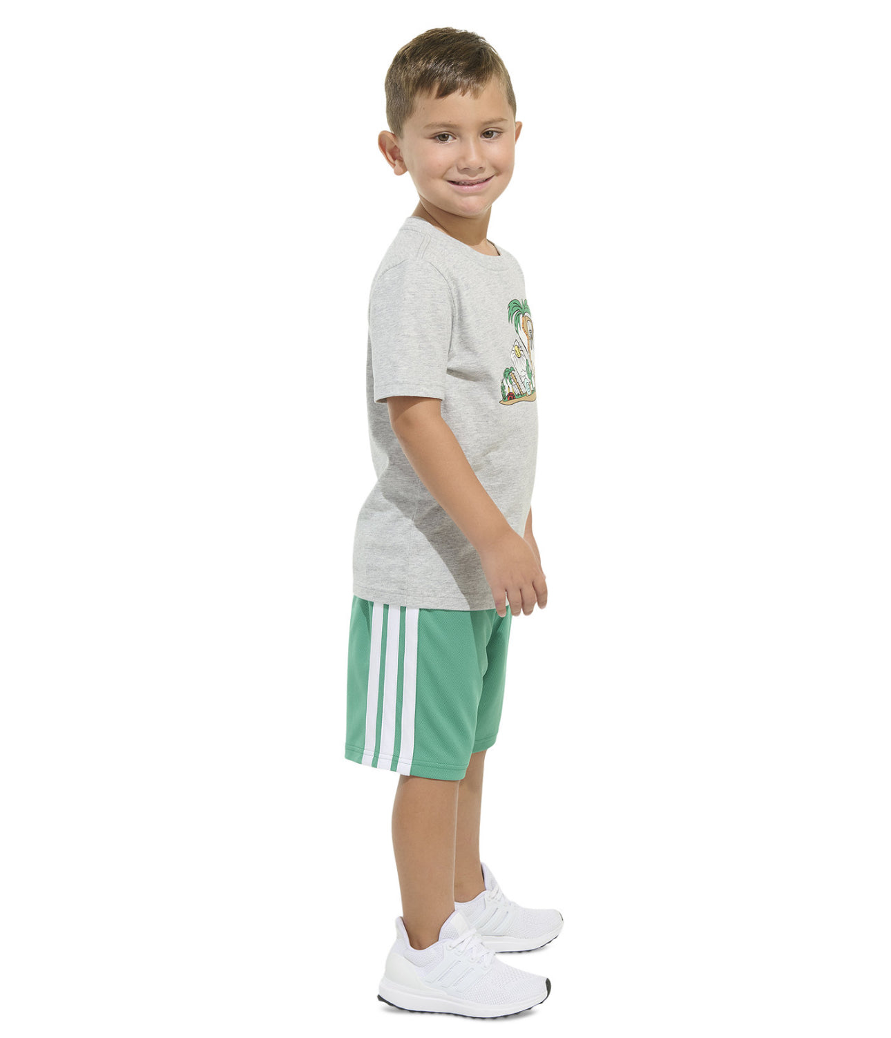 Adidas Toddler and Little Boys Graphic T-Shirt and Stripe Shorts, 2-Piece Set