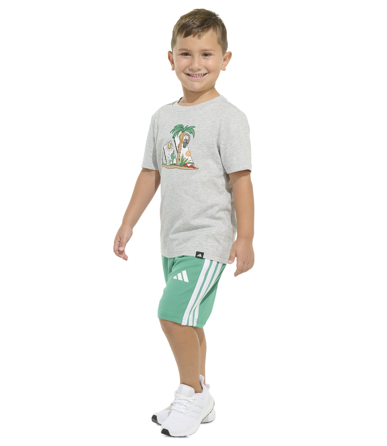 Adidas Toddler and Little Boys Graphic T-Shirt and Stripe Shorts, 2-Piece Set