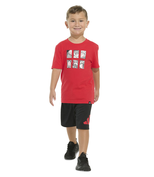 Adidas Toddler and Little Boys Graphic T-Shirt and Stripe Shorts, 2-Piece Set