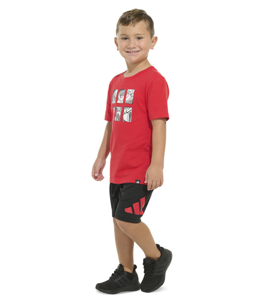 Adidas Toddler and Little Boys Graphic T-Shirt and Stripe Shorts, 2-Piece Set
