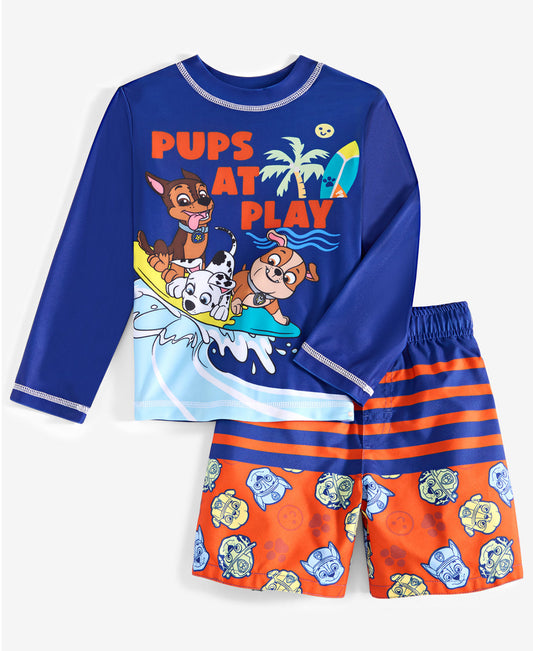 Paw Patrol Toddler Boys Rash Guard and Swim Trunks 2-Piece Swimsuit