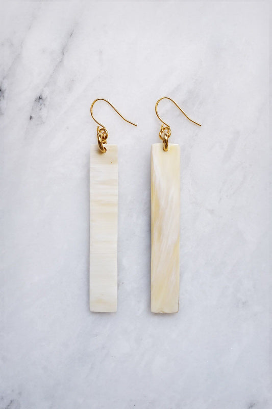 Tinh 16K Gold-Plated Brass Buffalo Horn Minimalist Bar Earrings