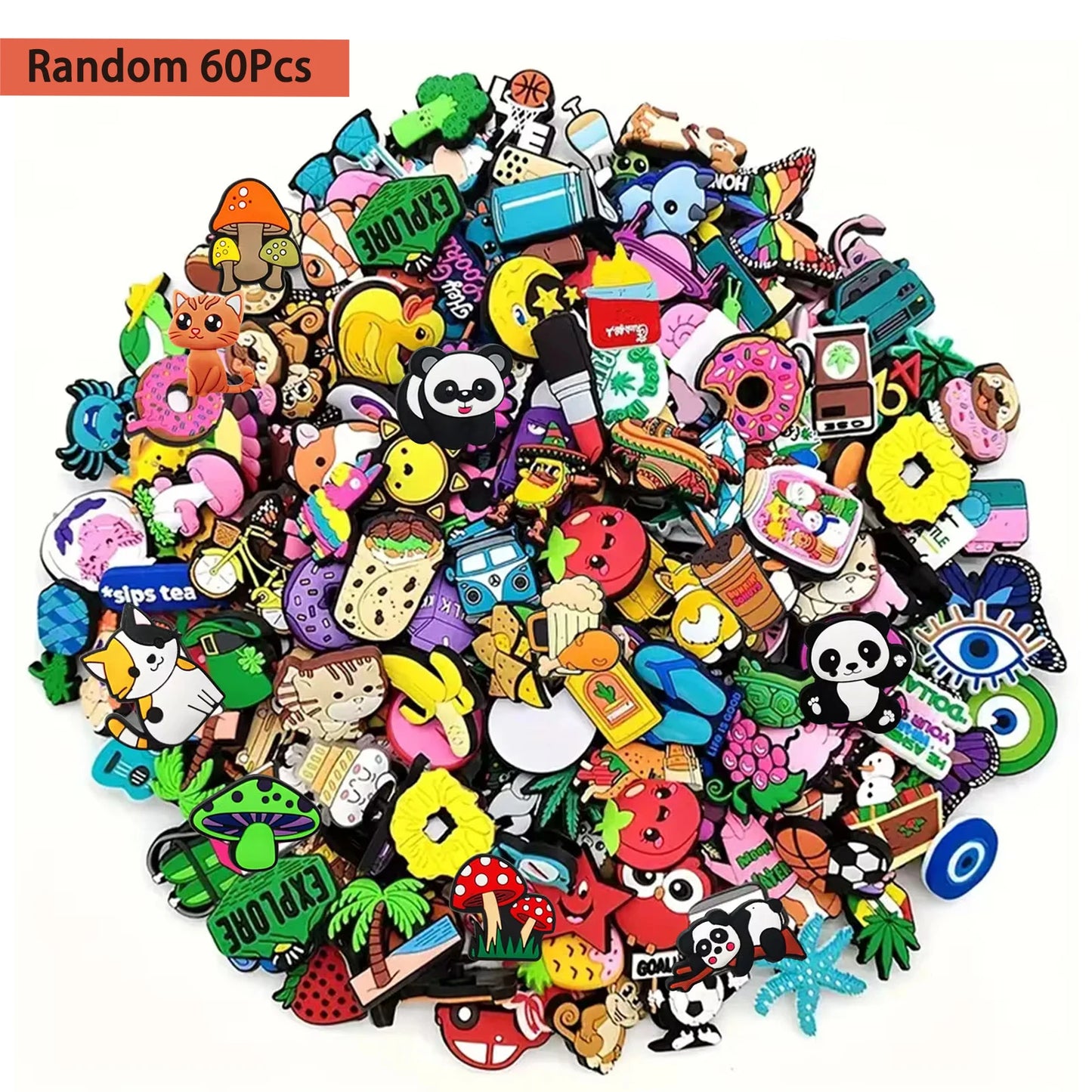 Random Style Shoe Charms for Sandals, 10-100Pcs per Pack