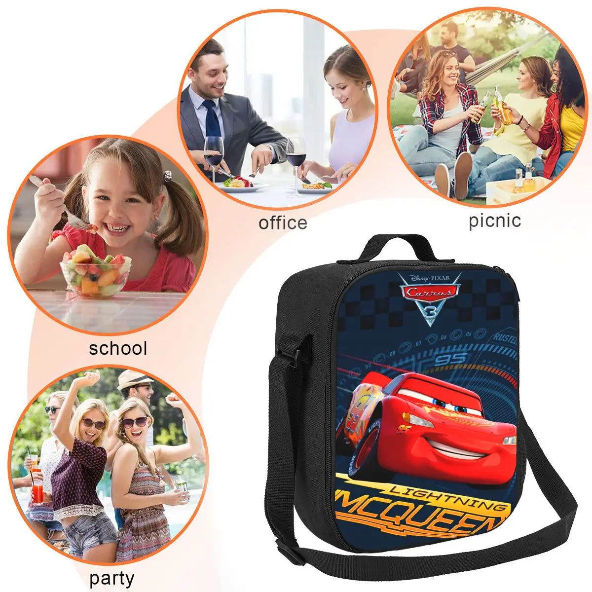 Lightning McQueen Cars Racer Insulated Lunch Bags