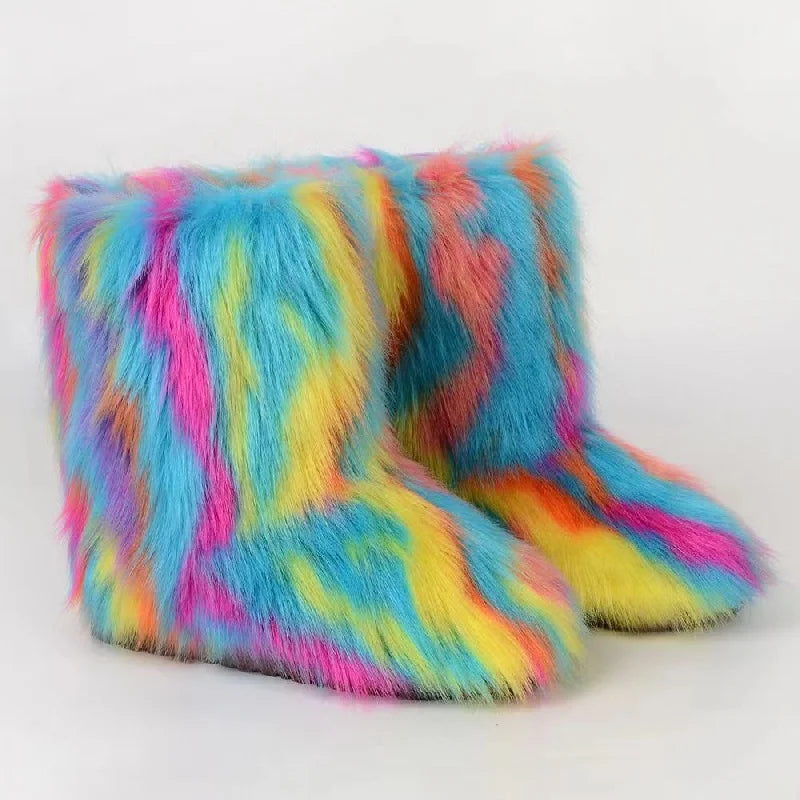 Y2K Fluffy Mid-calf Fashion Snow Boots