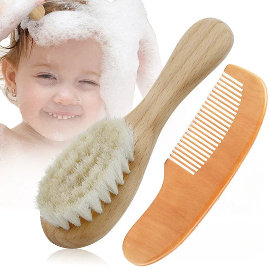 Newborn Baby Wool Wood Brush & Comb