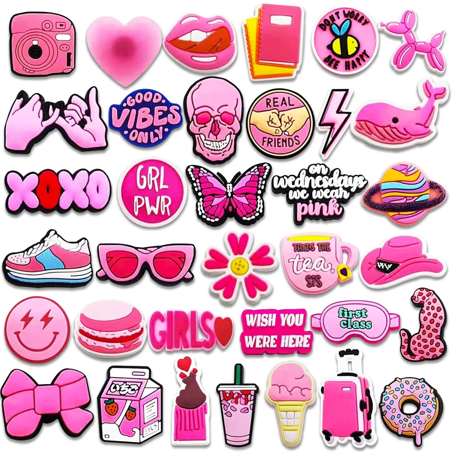 Premium Pink Series Shoe Charms / Accessories - 35 pieces/pack