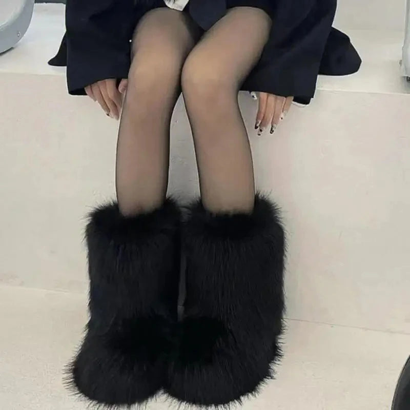 Y2K Fluffy Mid-calf Fashion Snow Boots
