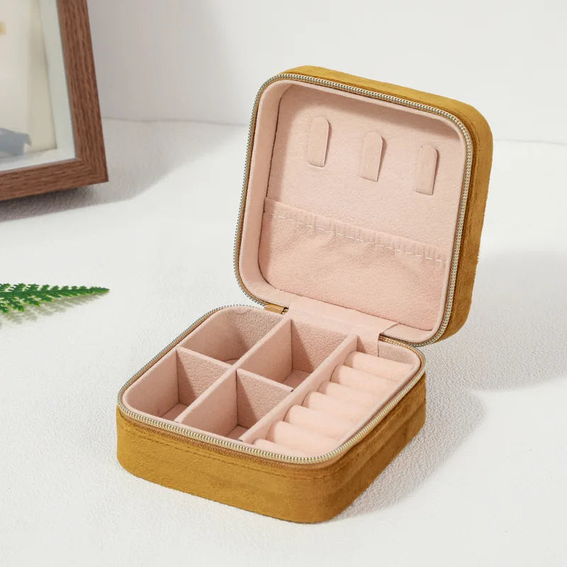 Velvet Jewelry Box Organizer Holder Travel Portable