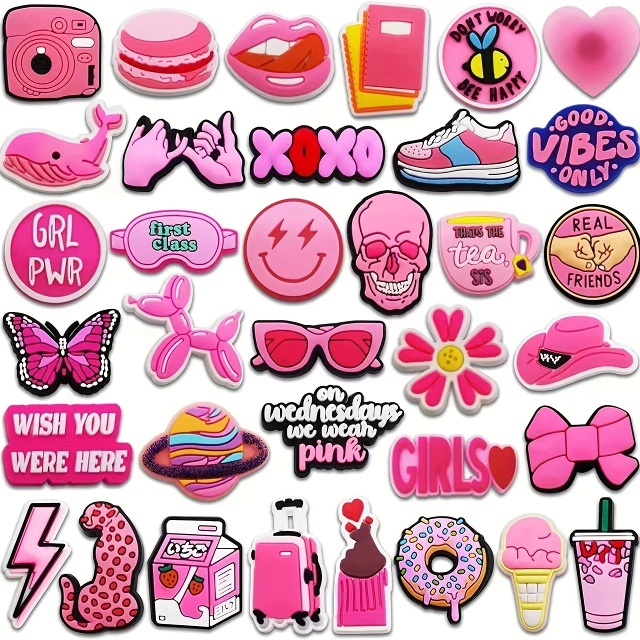 Premium Pink Series Shoe Charms / Accessories - 35 pieces/pack