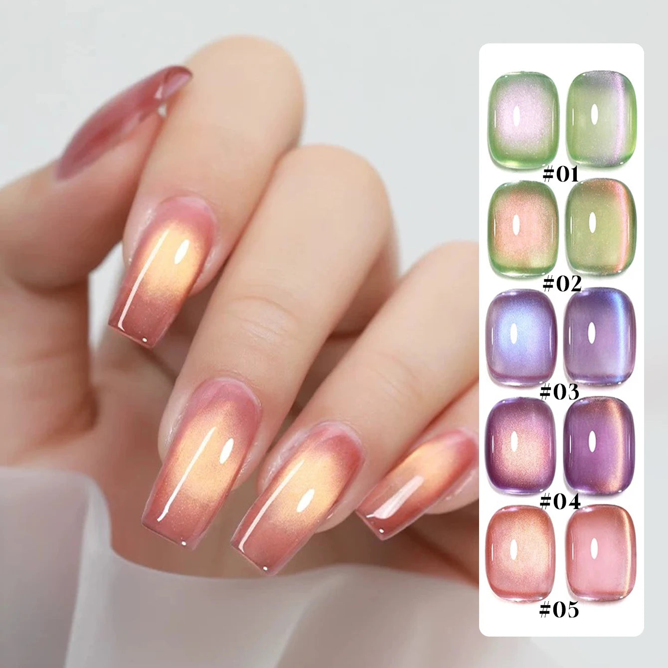 Cat Eye Gel Polish w/Glass Beads & Crystal, 5 DIY Nail Supplies Kit for Pro Nails Manicure