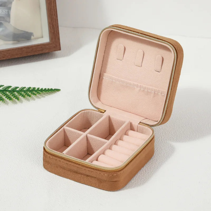 Velvet Jewelry Box Organizer Holder Travel Portable