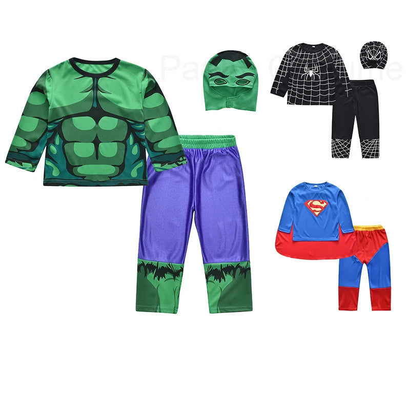 Superhero Shirt-Pants Set - Spiderman, Superman, Hulk