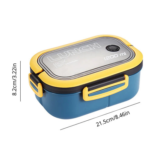Lunch Box Double-Layer Compartment with Fork & Spoon
