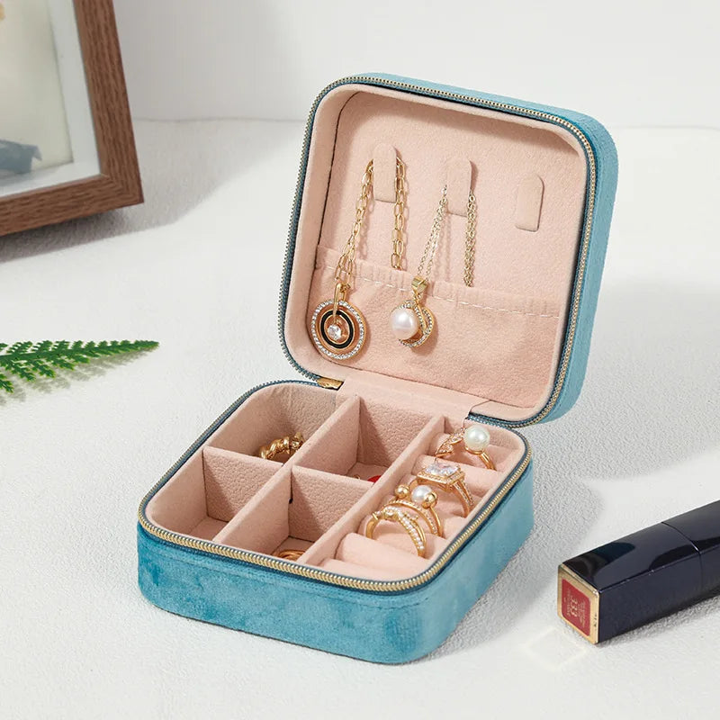 Velvet Jewelry Box Organizer Holder Travel Portable