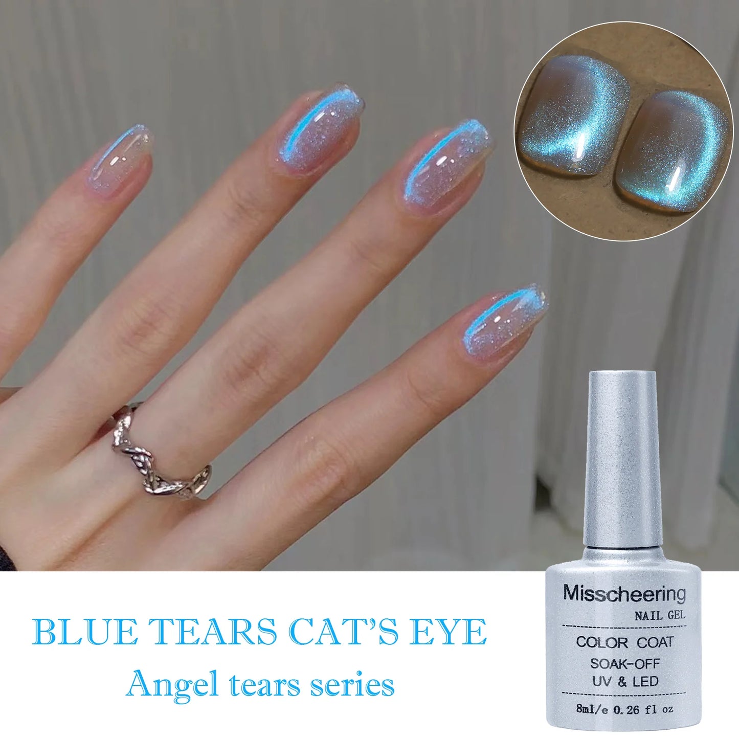 Aurora Blue Tears Cat Eye Magnetic Gel Nail Polish